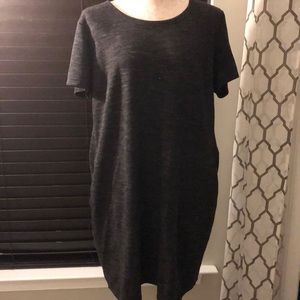 Grey fleece lined T-shirt dress - fleece lined